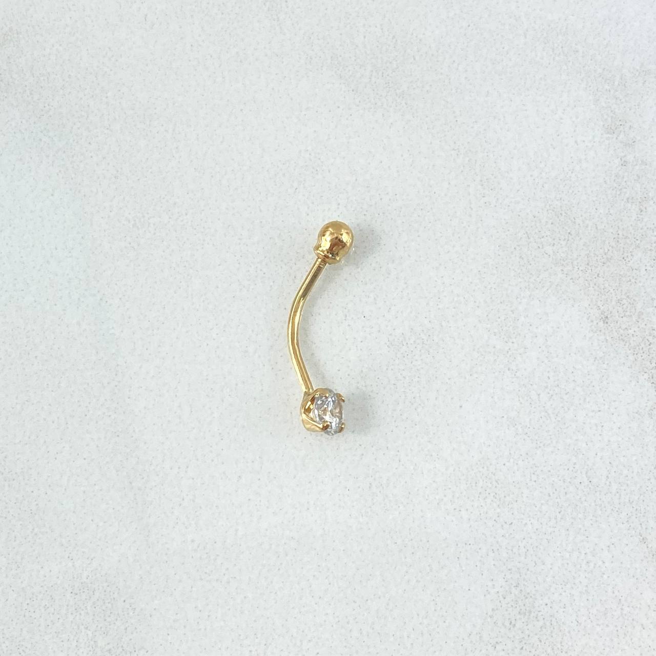 Piercing Cuatro Garras Ombligo 0.45gr / 1.9cm / Circon Blanco Oro Amarillo (Joya)