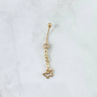 Piercing Mariposa Colgante Ombligo 0.95gr / 4.2cm / Circones Blancos Oro Amarillo (Joya)