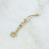 Piercing Mariposa Colgante Ombligo 0.95gr / 4.2cm / Circones Blancos Oro Amarillo (Joya)