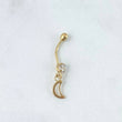 Piercing Ombligo Luna Silueta Colgante 0.65gr / 2.9cm / Circon Blanco Rosca Bola Oro Amarillo 18K (Joya)