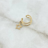 Piercing Earcuff Simulador Doble Linea Estrella Colgante 0.9gr / 1.1cm / Oro Amarillo (Joya)