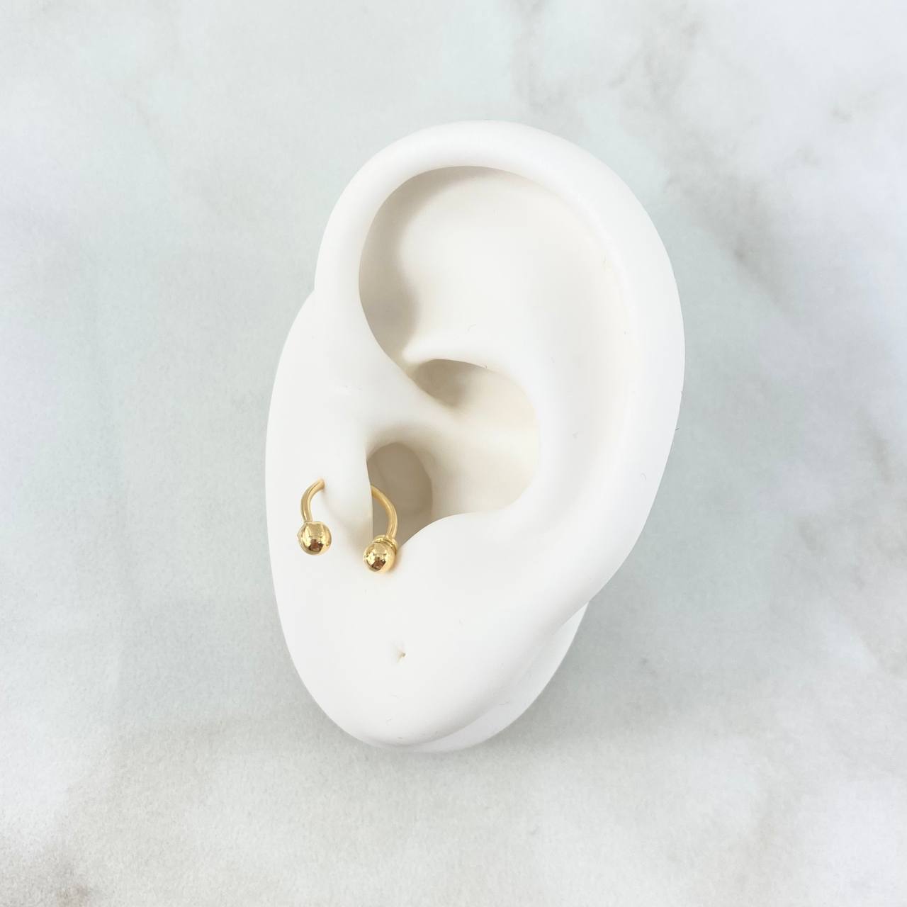 Piercing Curvo 0.4gr / 1cm / 3mm Bola Rosca Oro Amarillo (Joya) $
