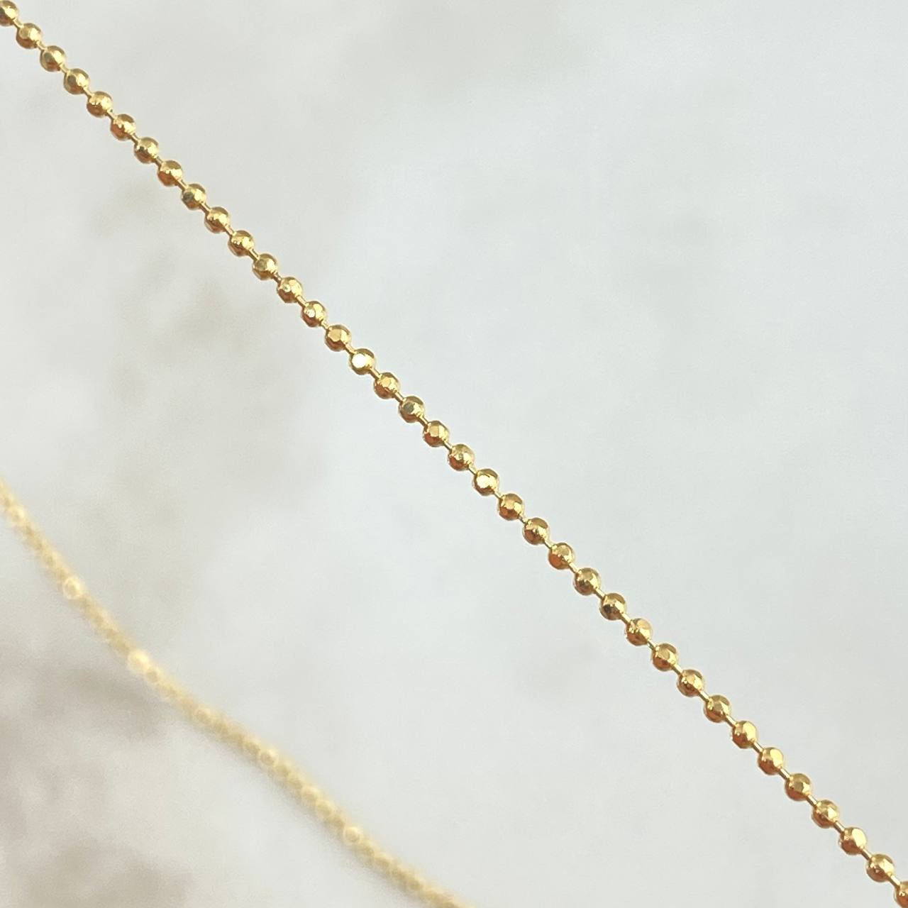 Cadena Militar 2gr / 45cm / 1mm Bola Diamantada Oro Amarillo +3