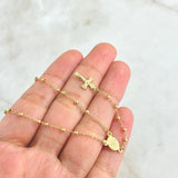 Rosario Virgen Milagrosa 4.05gr / 50cm / 2mm Bolas Lisas Cruz Cristo Oro Amarillo