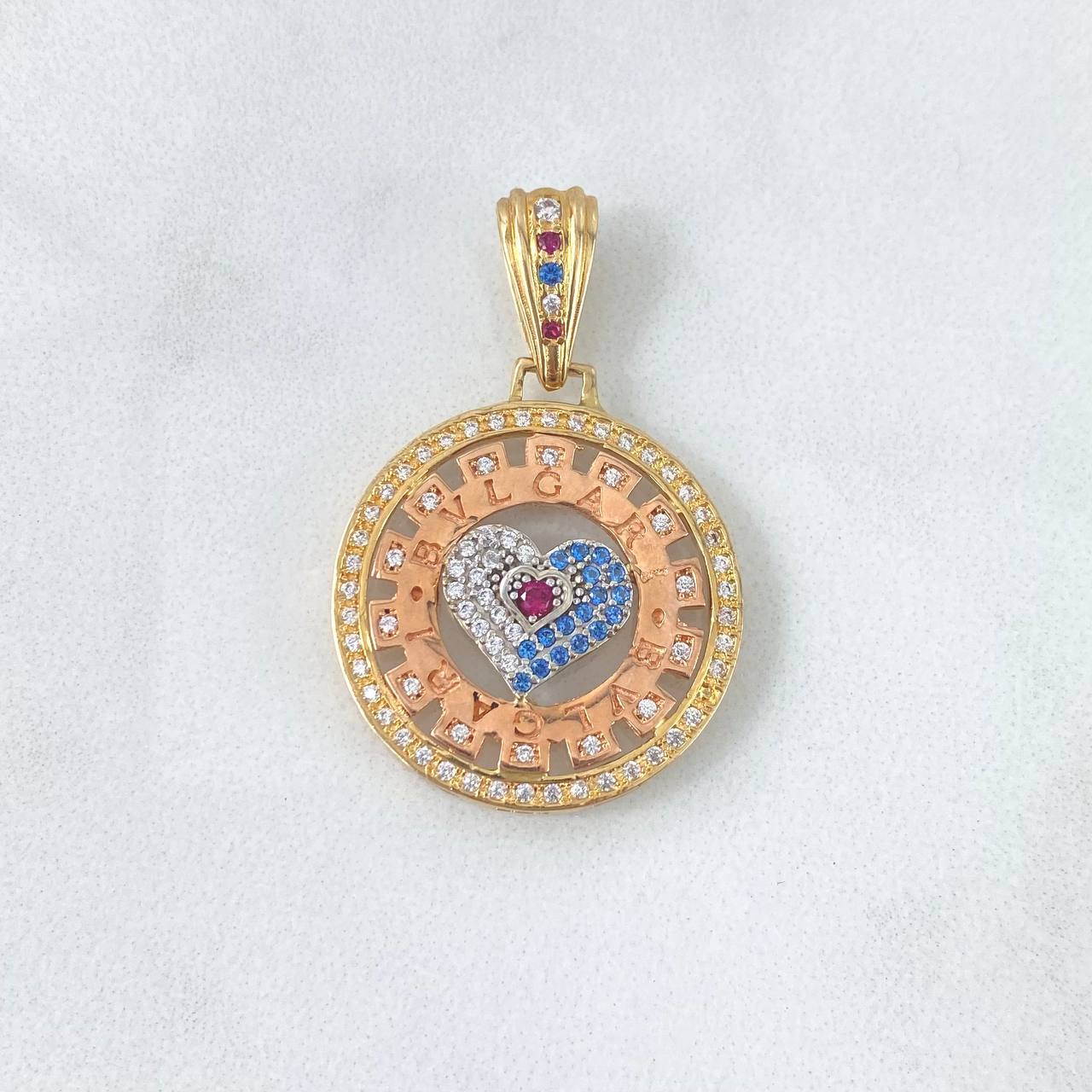 Dije Rustico Engranaje Corazón 6gr / 3.5cm / Circones Blancos Azules Fucsias Tres Oros