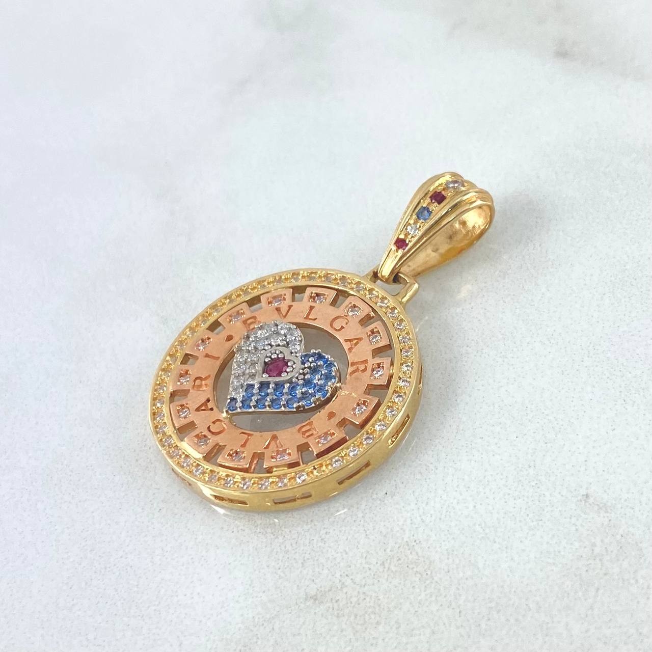 Dije Rustico Engranaje Corazón 6gr / 3.5cm / Circones Blancos Azules Fucsias Tres Oros