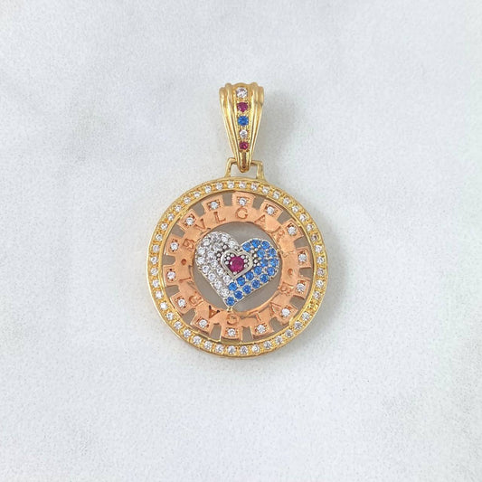 Dije Rustico Engranaje Corazón 6gr / 3.5cm / Circones Blancos Azules Fucsias Tres Oros