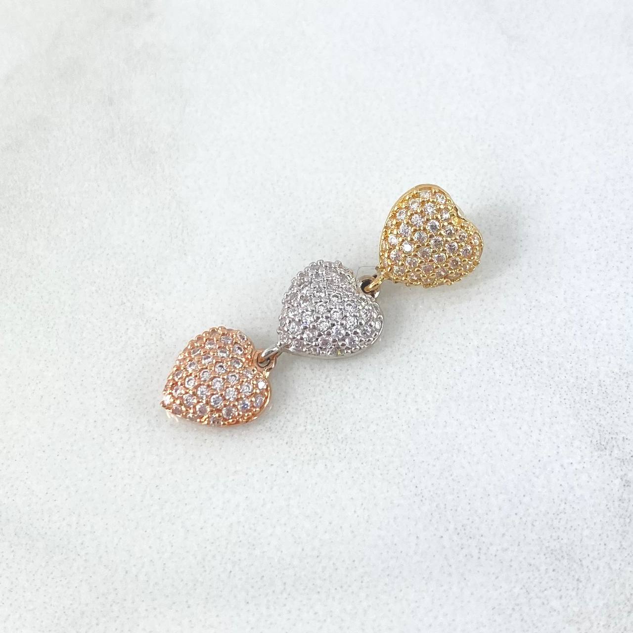 Dije Trio Corazones 2gr / 2.8cm / Circones Blancos Tres Oros