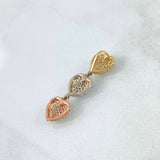 Dije Trio Corazones 2gr / 2.8cm / Circones Blancos Tres Oros
