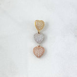 Dije Trio Corazones 2gr / 2.8cm / Circones Blancos Tres Oros