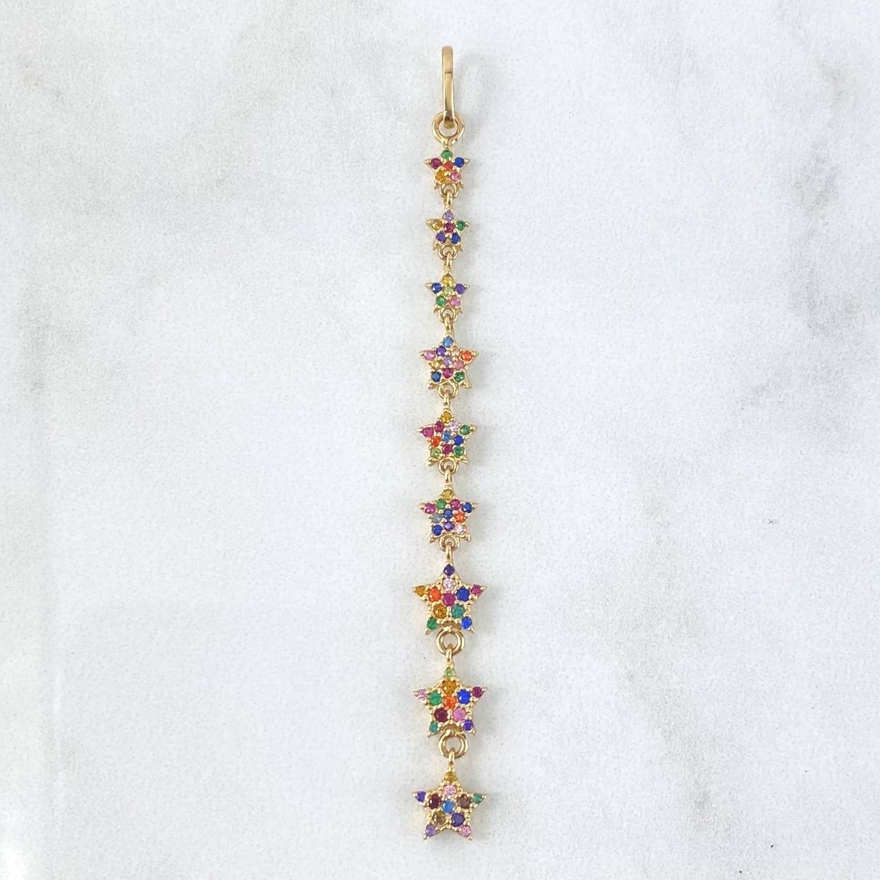 Dije Estela de Estrellas 2.55gr / 7.8cm / Circones Multicolores Oro Amarillo