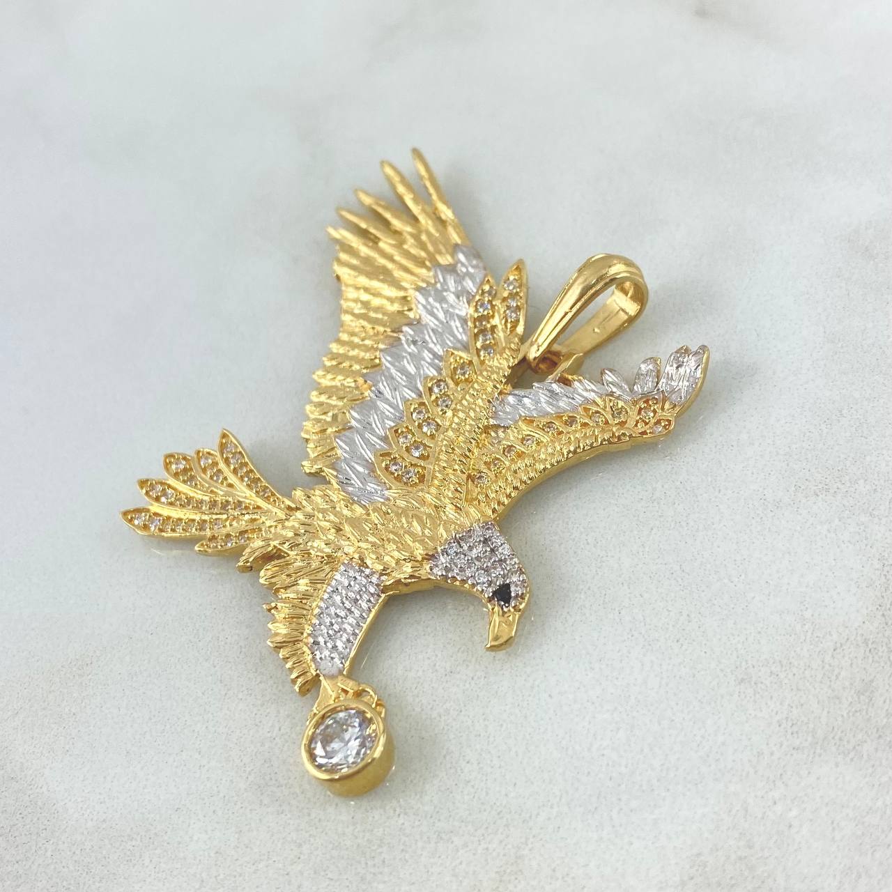 Dije Águila 14.25 gr / 5cm / Texturizada Circones Blancos Dos Oros Amarillo Blanco