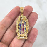 Dije Virgen de Guadalupe 10.35gr / 4.6cm / Circones Blancos Azules Fucsias Oro Amarillo