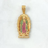Dije Virgen de Guadalupe 10.6gr / 4.6cm / Circones Blancos Verdes Fucsias Oro Amarillo