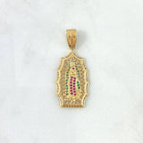 Dije Virgen de Guadalupe 4.95gr / 3.7cm / Circones Blancos Verdes Y Fucsias Oro Amarillo ©