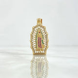 Dije Virgen de Guadalupe 4.95gr / 3.7cm / Circones Blancos Verdes Y Fucsias Oro Amarillo ©