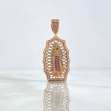 Dije Virgen de Guadalupe 4.55gr / 3.7cm / Circones Blancos Verdes Y Fucsias Oro Rosa ©