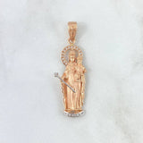 Dije Virgen María Auxiliadora 6.05gr / 4.6cm / Circones Blancos Dos Oros Blanco Rosa