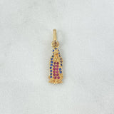 Dije Virgen de Guadalupe 1.15gr / 2.4cm / Silueta Circones Azules Fucsias Oro Amarillo