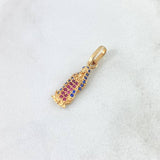 Dije Virgen de Guadalupe 1.15gr / 2.4cm / Silueta Circones Azules Fucsias Oro Amarillo