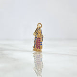 Dije Virgen de Guadalupe 1.15gr / 2.4cm / Silueta Circones Azules Fucsias Oro Amarillo