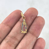Dije Virgen de Guadalupe 1.15gr / 2.4cm / Silueta Circones Azules Fucsias Oro Amarillo
