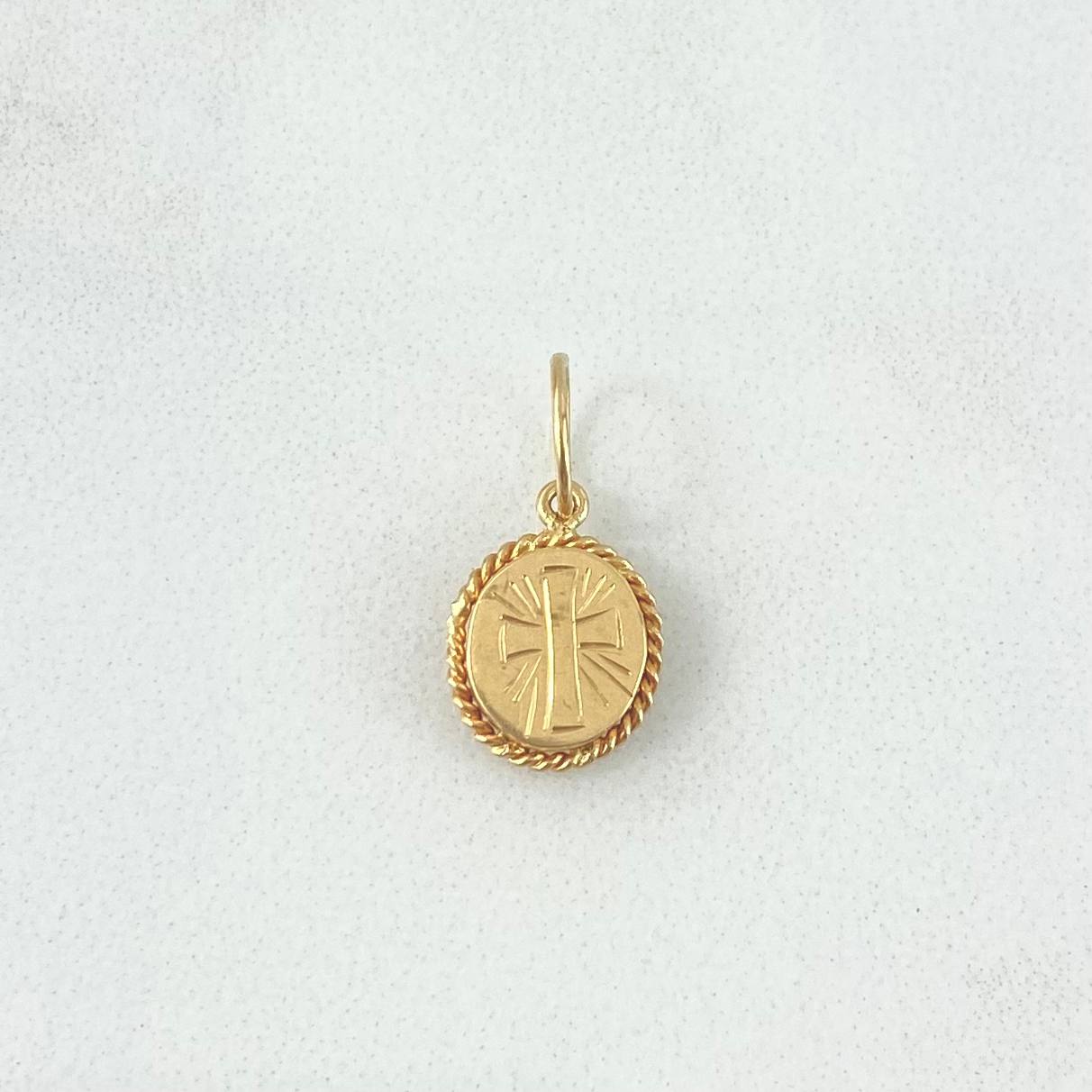 Dije Medalla Cruz 1.05gr / 1.6cm / Cordon Oro Amarillo