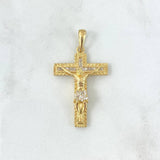 Dije Cruz Cristo 8.85gr / 4.4cm / Texturizado Circones Blancos Oro Amarillo