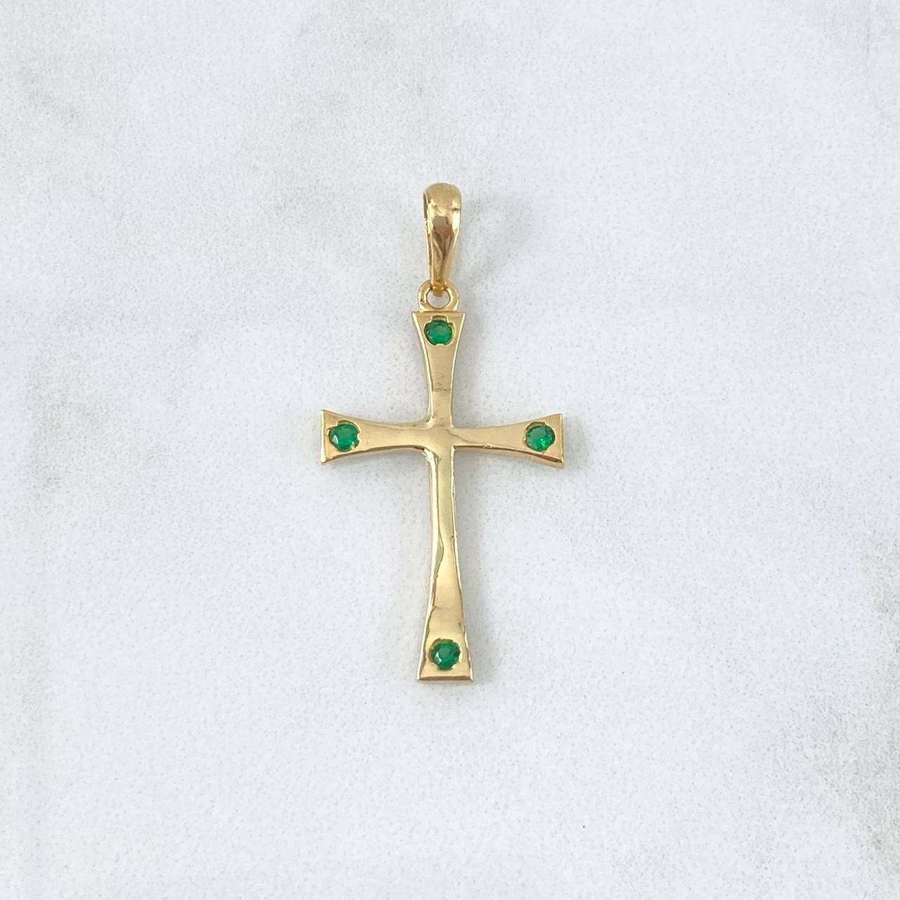 Dije Cruz Templaria 1.6gr / 3.6cm / Circones Verdes Oro Amarillo