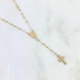 Rosario Virgen Milagrosa 4.05gr / 50cm / 2mm Bolas Lisas Cruz Cristo Oro Amarillo