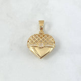 Dije Corazón Cinturon Mallado 6.75gr / 3.4cm / Circones Blancos Oro Amarillo ©