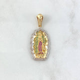 Dije Virgen de Guadalupe 5.7gr / 3.6cm / Circones Blancos Verdes Y Fucsias Dos Oros Amarillo Blanco