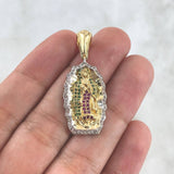 Dije Virgen de Guadalupe 5.7gr / 3.6cm / Circones Blancos Verdes Y Fucsias Dos Oros Amarillo Blanco