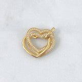 Dije Corazón Triple 3.35gr / 2.2cm / Circones Blancos Oro Amarillo ©