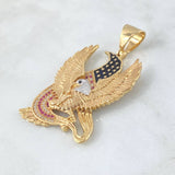 Dije Aguila Patriota Americana 30.8gr / 6.5cm / Circones Blancos Y Fucsias Dos Oros Amarillo Blanco ©