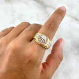 Anillo Sello Corona Rx 7.05gr / T10 1/4 / Circones Blancos Tres Oros