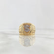 Anillo Sello Signo Peso 10.9gr / T10 1/2 / Circones Blancos Dos Oros Amarillo Blanco