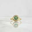 Anillo Flor En Aro 2.4gr / T6 / Circones Blancos Y Verdes Oro Amarillo