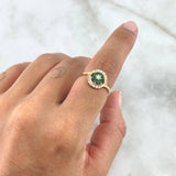 Anillo Flor En Aro 2.4gr / T6 / Circones Blancos Y Verdes Oro Amarillo