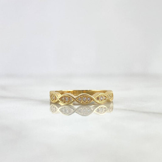 Anillo Ojos Infinitos 2.6gr / T6 3/4 / Circones Blancos Oro Amarillo