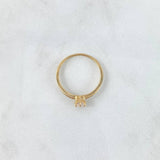 Anillo Solitario Churumbela En Flor 1.7gr / T7 / Circones Blancos Oro Amarillo