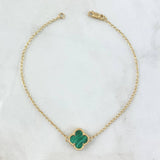 Pulso Espiga Trébol VCyA 3.2gr / 21.5cm / Malaquita Verde Punteada Oro Amarillo Nac.Esp.