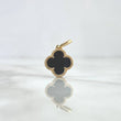 Dije Trébol VCyA 1.65gr / 1.9cm / 12mm Onix Negro Punteado Oro Amarillo Nac.Esp.