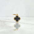 Dije Trébol VCyA 1.3gr / 1.7cm / 10mm Onix Negro Punteado Oro Amarillo Nac.Esp.