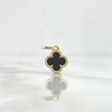 Dije Trébol VCyA 1.3gr / 1.7cm / 10mm Onix Negro Punteado Oro Amarillo Nac.Esp.