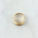 Anillo Sello Corona Rx 7.1gr / T10 1/2 / Circones Blancos Dos Oros Amarillo Blanco