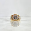 Anillo Sello Corona Rx 7.1gr / T10 1/2 / Circones Blancos Dos Oros Amarillo Blanco