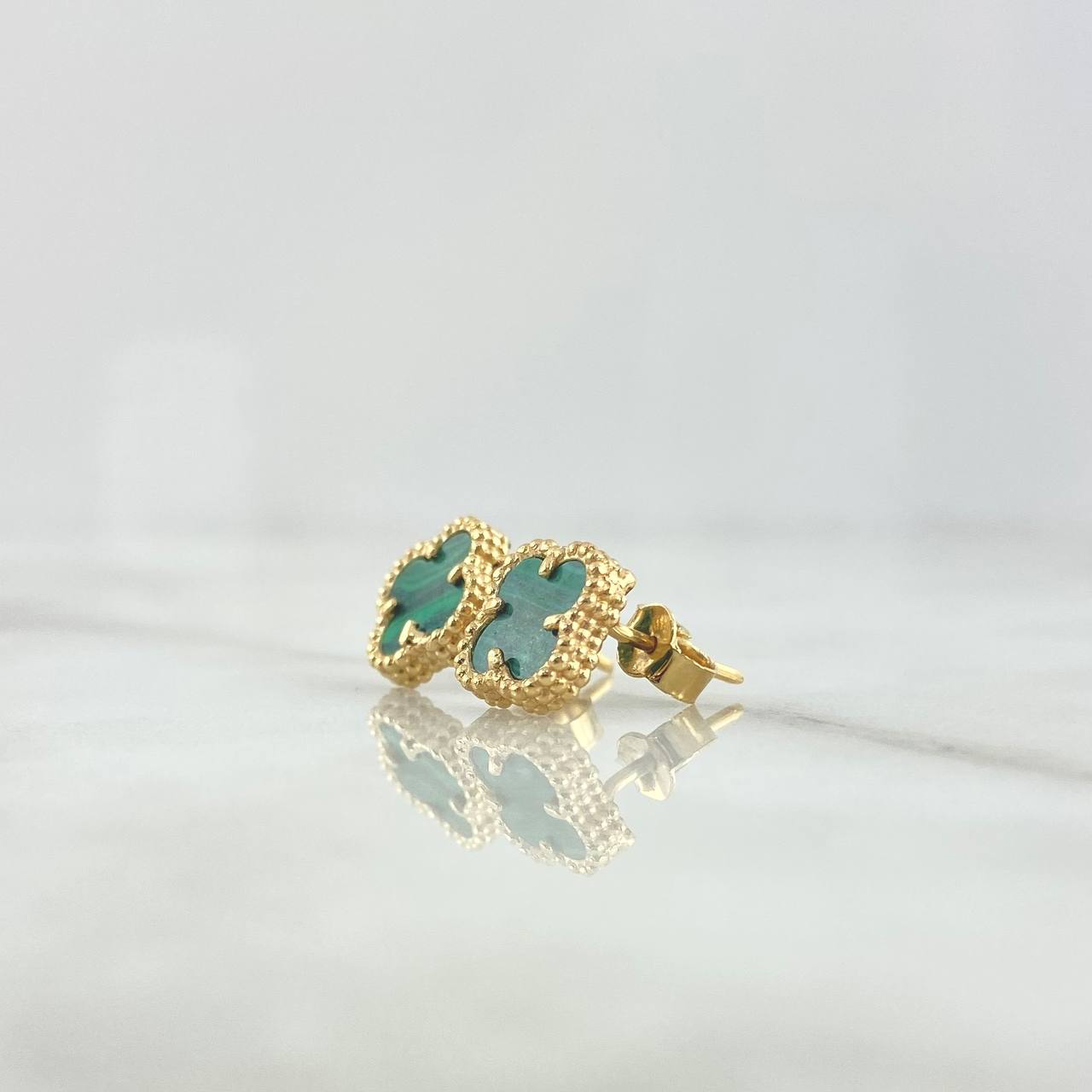 Topos Treból VCyA 2.55gr / 9mm Malaquita Verde Broche Mariposa Oro Amarillo Nac.Esp. 18K *