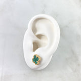 Topos Trebol VCyA 2.1gr / 8mm Malaquita Verde - Punteado Oro Amarillo Nac.Esp. 18K