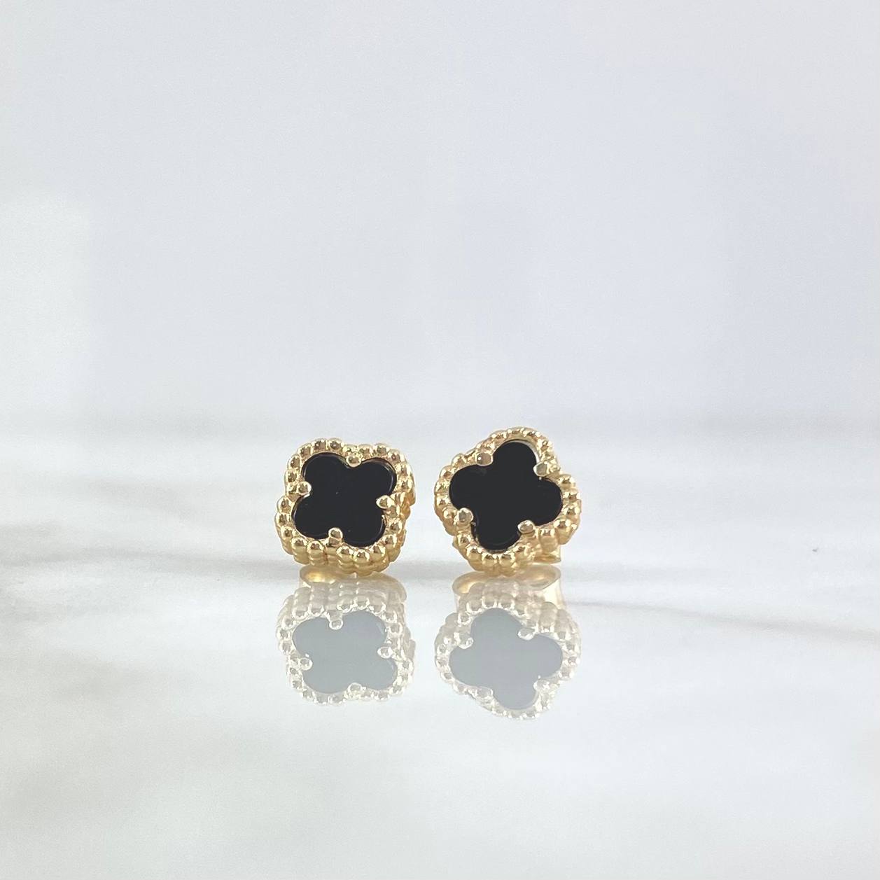 Topos Trébol VCyA 2.25gr / 7mm Onix Negro Punteado Oro Amarillo Nac.Esp.